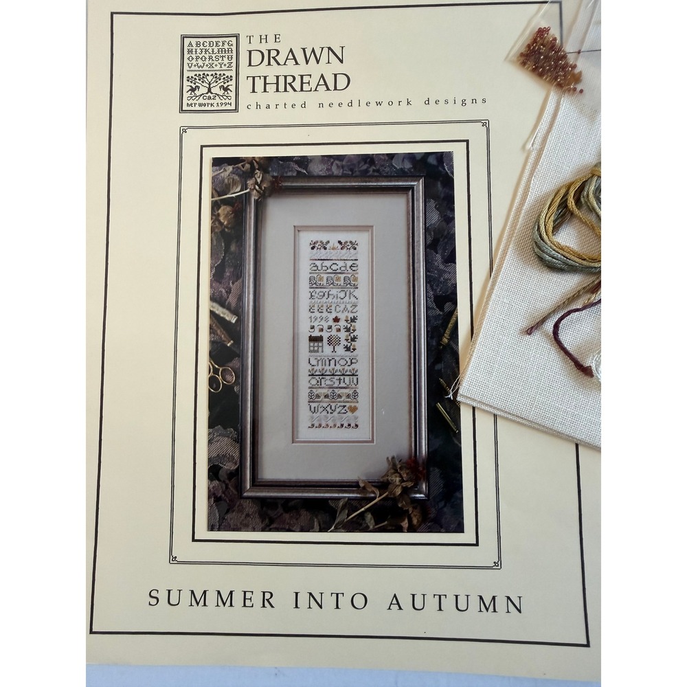 VTG The Drawn Thread Cross Stitch Kit Linen Sampler Summer to Autumn Needlework